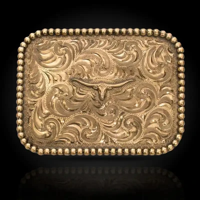 Gold Longhorn Belt Buckle (In Stock)
